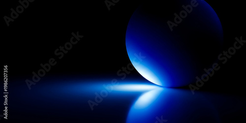 Blue Glowing Neon Arches on Black Background Futuristic Abstract Sci-Fi Design