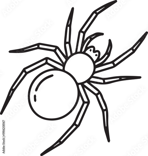 Black outlined icon of spider