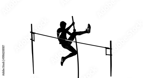 Athlete clearing a high jump bar in a striking silhouette