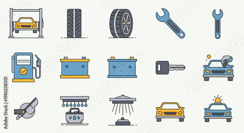 Set of Automotive Service and Car Maintenance Icons