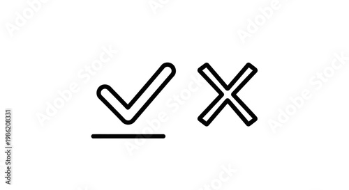 Check mark and x symbols presented as a minimalist graphic silhouette