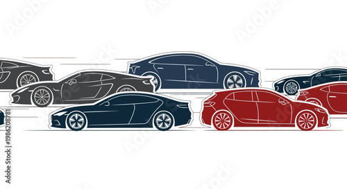 Abstract Vector Illustration of Modern Cars in Motion