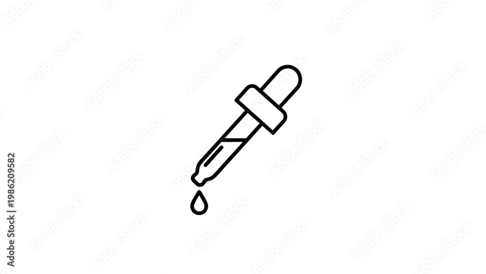 Fototapeta premium Pipette Dropping Liquid Simple Line Art.