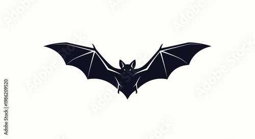 Minimalist Silhouette of a Flying Bat Vector Illustration