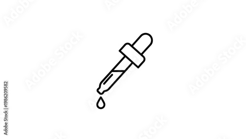 Pipette Dropping Liquid Simple Line Art.