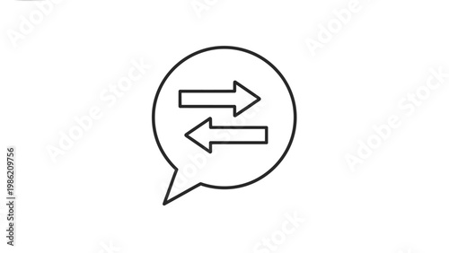 Simple Line Drawing of Speech Bubble with Arrows.