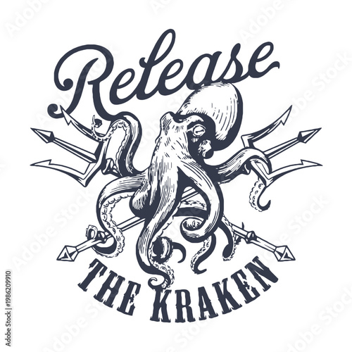 A large octopus with the words release the kraken