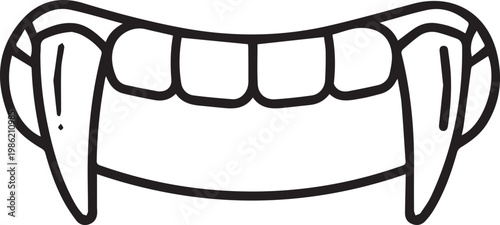 Black outlined icon of vampire teeth