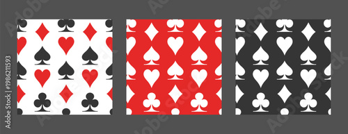 Card suit seamless pattern. Vector illustration isolated on a white background.