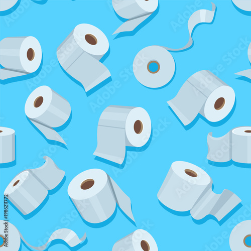 Vector Seamless Pattern of Toilet Paper Rolls
