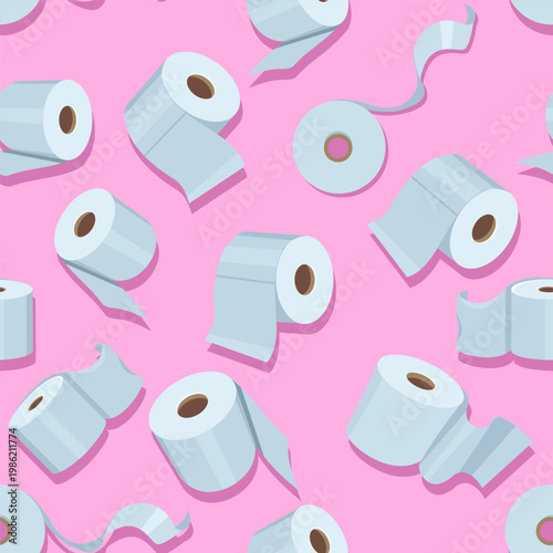 Vector Seamless Pattern of Toilet Paper Rolls