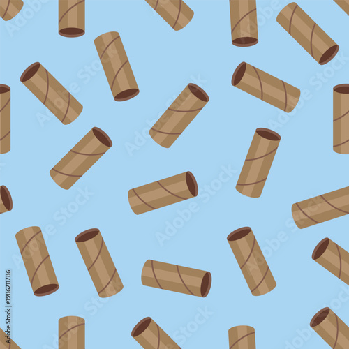 Vector Seamless Pattern of Toilet Paper Cardboards