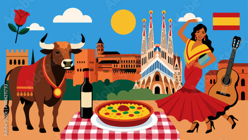 Spain themed elements set