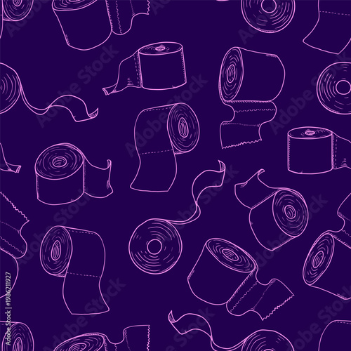 Vector Seamless Pattern of Toilet Paper Rolls