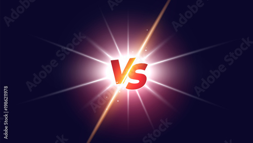 Glowing versus battle background with dramatic light burst