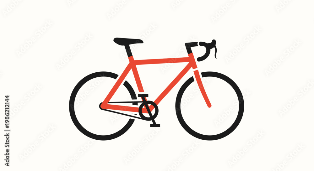 Fototapeta premium Minimalist Red Road Bicycle Icon Vector Illustration