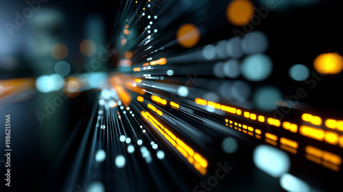 Abstract high speed data stream with glowing lines, representing digital communication and information flow.