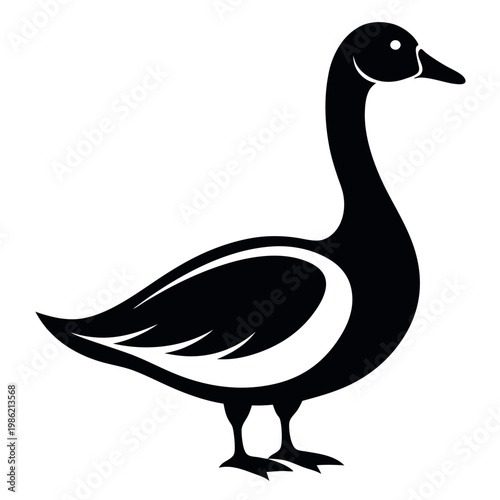 A perfect-black-and-white-shape-vector-art  goose vector illustration