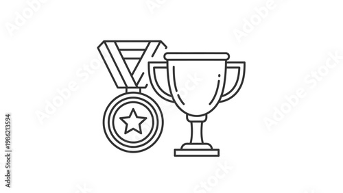Trophy and Medal Award Illustration Design.
