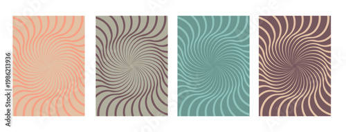 Four abstract vertical panels with wavy textured patterns