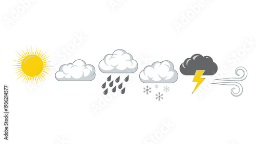 Weather Forecast Symbols Showing Various Conditions.
