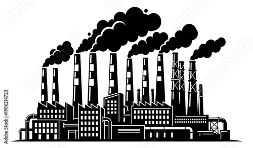 Industrial pollution a stark black and white depiction of factory emissions