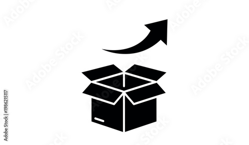 Fragile package handling symbol an open box with upward pointing arrow icon