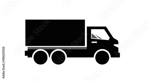 Minimalist Black Delivery Truck Icon Vector Illustration