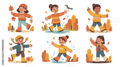 Diverse group of children engaging in outdoor play activities with toys Vector