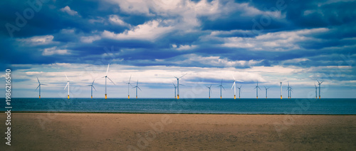 Offshore Wind Turbine in a Windfarm under construction off the E