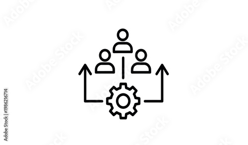 Hierarchical organizational structure with gears teamwork management and process illustration