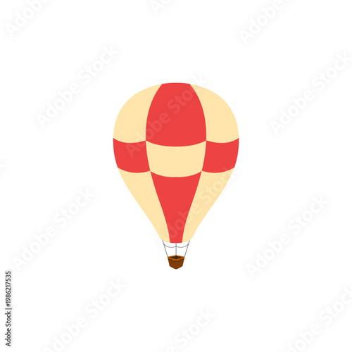 Hot air balloon vector illustration. Warm color hot air balloon flying high in the sky graphic asset design