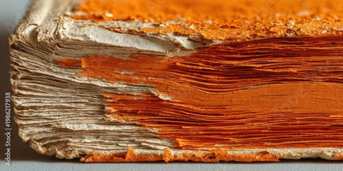 Vintage Book Corner Rip with Orange Paper Scrap for Creative Design