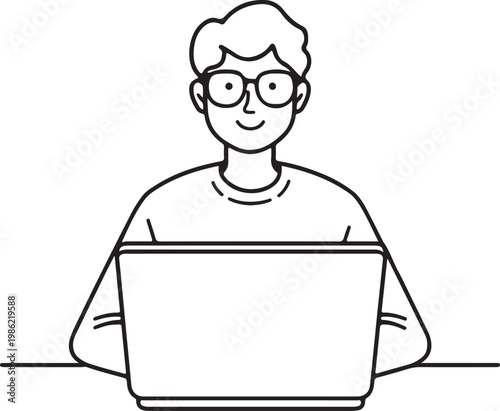 A smiling person holding an open book with joy and anticipation Vector, illustration