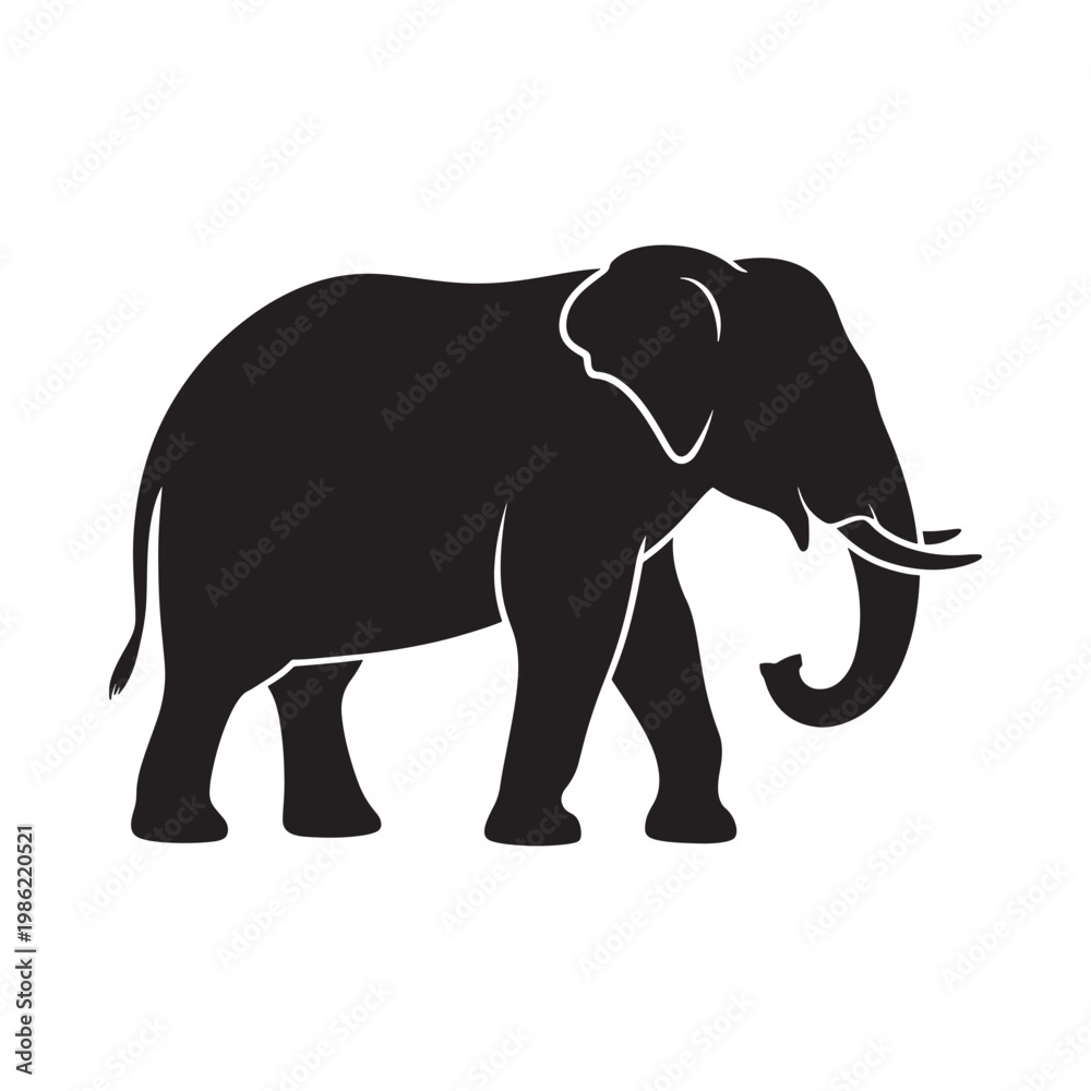 Obraz premium A striking black silhouette of an elephant in a side profile view