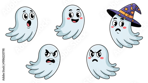 Colorful cartoon foxes in playful winter-themed outfits and poses Vector