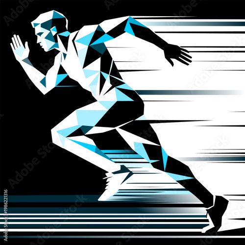 polygon geometric design depicts a runner man (artwork 2)