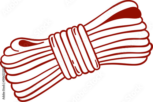 skein of rope, adult sex toy, accessories for bdsm sex games, simple linear red icon, doodle and sketch style, hand drawing