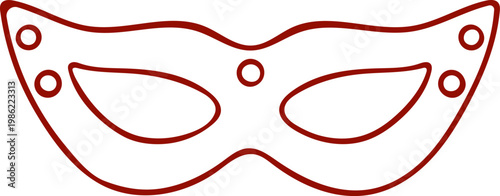 Leather mask, adult accessory for BDSM games, red line icon in doodle sketch style. Simple hand-drawn vector for intimate goods or fetish store branding