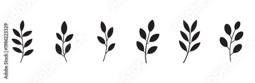 Natural leaf sprig silhouettes collection for graphic design elegant botanical vector artwork
