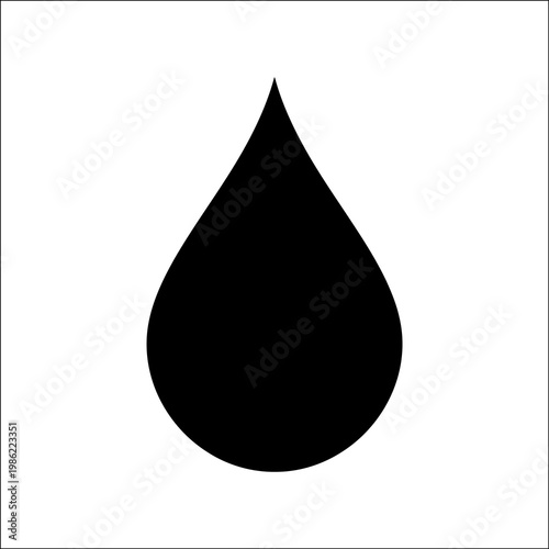 A large black teardrop silhouette is prominently displayed against a clean white background, creating a striking visual contrast.