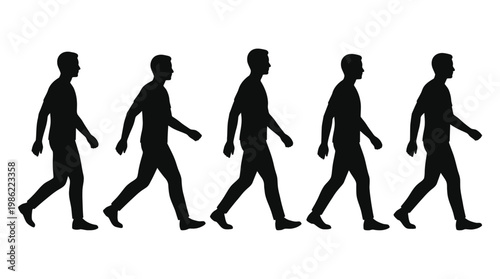 A business team and a group of people including silhouettes of women and children engage in art and sport dance activities in this black vector illustration of human evolution