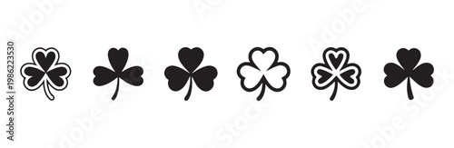Clover leaf icon collection shamrock variety for saint patricks day lucky charm illustration