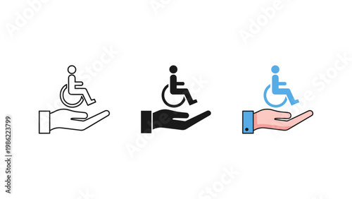 A helping hand supporting a person in a wheelchair, symbolizing care, accessibility, and disability support.