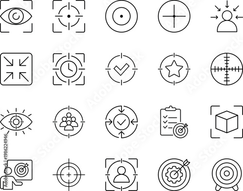 Fotografie Target focus goal achievement icons set