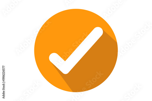 Orange checkmark circle UI icon success approval button app symbol