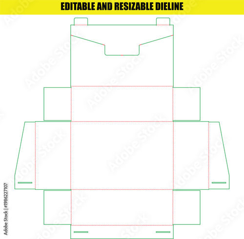 Editable Packaging Die Line Design for a Classic Square Display Box with Secure Top Flap Closure