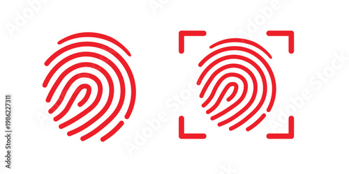 Fingerprint scan and biometric identification icons
