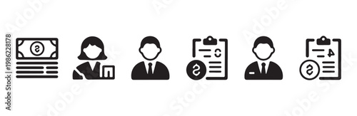 Professional human resources icons for recruitment employment staff management and payroll