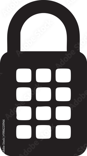 Digital padlock icon with numeric keypad for secure access control systems